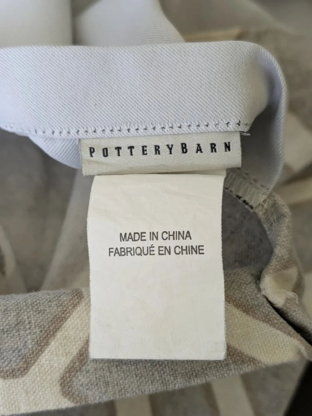 Pottery Barn Gray Cream Geometric Curtain Linen Cotton Size 50